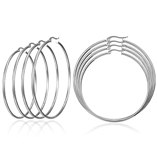 Huge Gold Hoop Earrings for Women - Plated Stainless Steel,