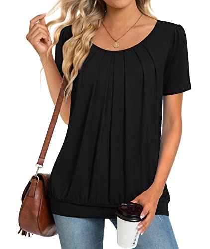 MALBON ♥ [WOMAN] Mockneck Fleece T-Shirt /追跡付 Anymeet Ladies Short Sleeve Tunic Summer Casual Shirts