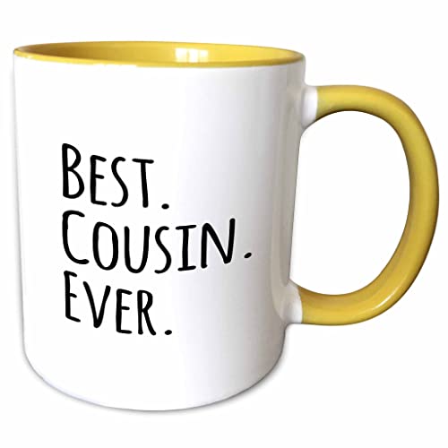 3dRose Best Cousin Ever - Gifts for family 15oz Two-Tone Yellow Mug