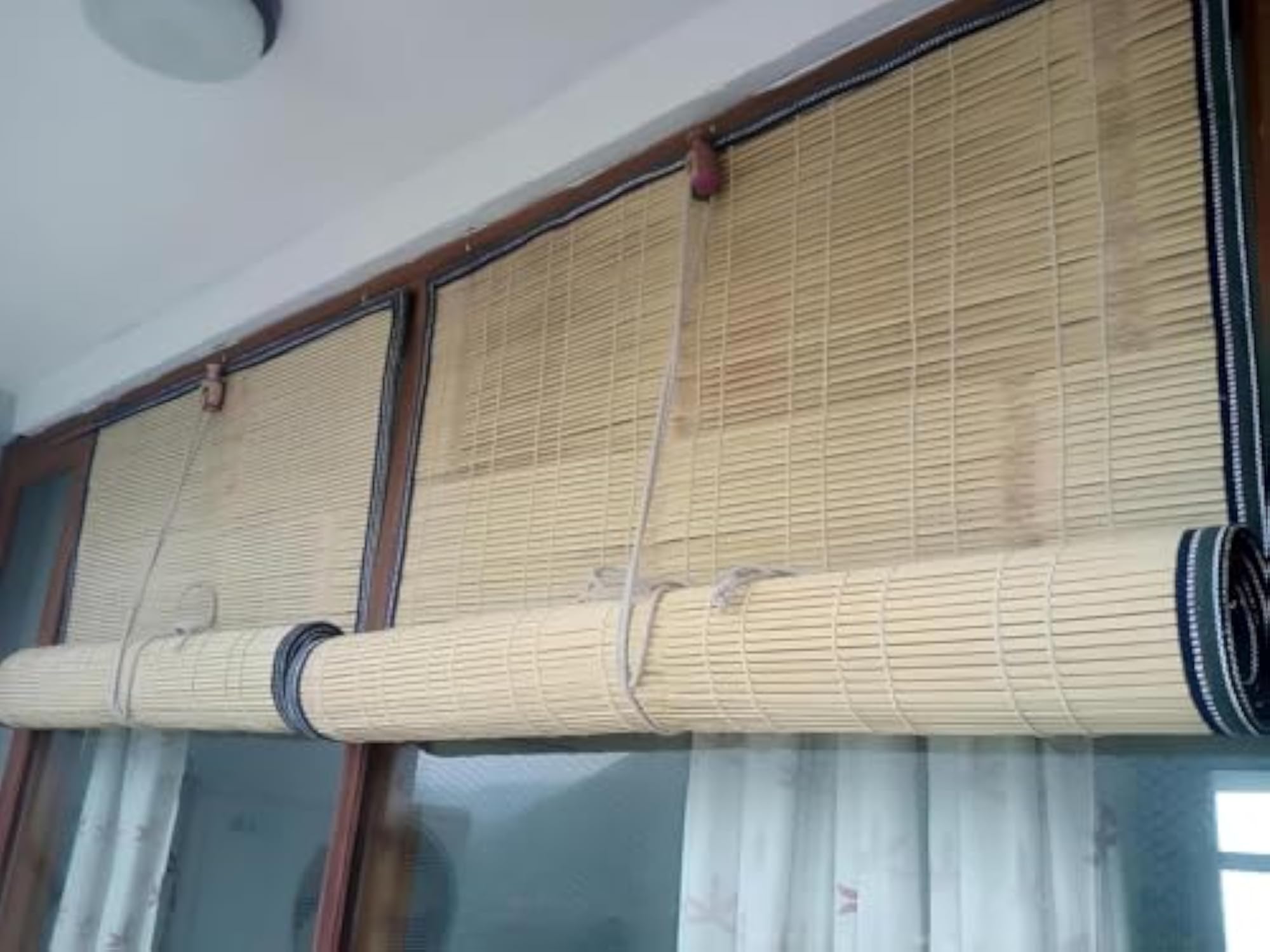 Natural Bamboo Roll-Up Window Shade Blind, Patio