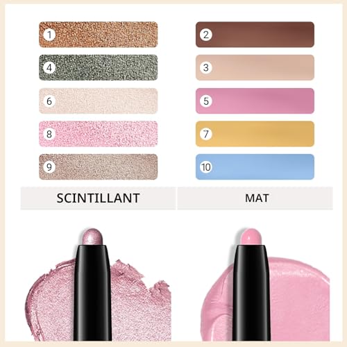Erinde Bottle Green Pailleté Crayon à Paupières, Longue Tenue Waterproof, Formule Crémeuse, Bâton d'ombre à paupières High Pigmentes, Effet Lumière Instantané – vue 3