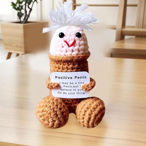 Generic Emotional Support Dick, Mini Funny Positive Handmade Crochet Dick Doll, Woolen Crochet Dick Doll Pickle Gift With Card for Friends - Image 5