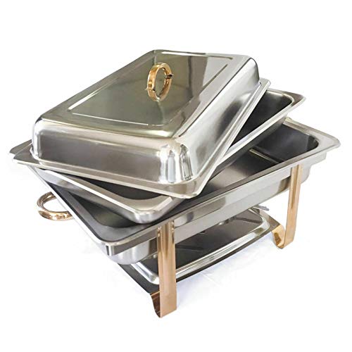 Chafing Dish - Calentador de alimentos de acero inoxidable de 9 L con tapa y sartén para alimentos, calentador para catering, buffet