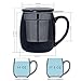 Peacehome Tea Cup Infuser Lid: 17.5 OZ Large Ceramic Tea Mug with Strainer & Cover for Steeping Cup of Hot Tea or Coffee - Fine Porcelain Infuser Tea Mug Set for Work Life Gift (Navy)