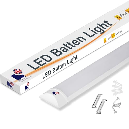 Morris LED Batten Slimline Tube Light 2FT 3FT 4FT 5FT 6FT Wall/Ceiling Mount (6000k) (5FT (150cms))