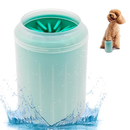 Dog Paw Cleaner, Solicone Dog Paw Washer Cup, Pet Supplies Brush Bristle Cup Cleaner For Dog Cat, Buddy Muddy Pet Foot Cleaner For Small Medium Large Size Dog (Medium, Green)
