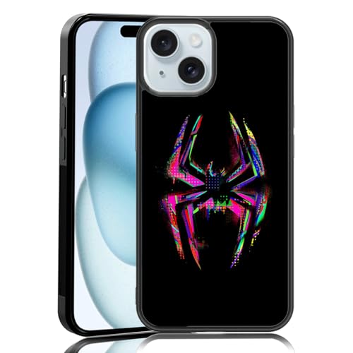 MMYAJT Morales Punk Gwen Phone Case Fit for iPhone 15, Black Spiderverse TPU Shockproof Protective iPhone Case Cute Colorful Spider Phone Case Cover Gift for Boy Girl Men Wome