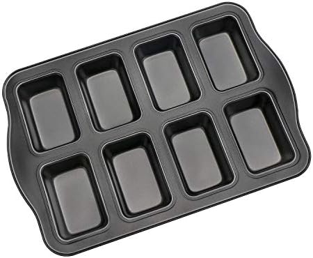 Beasea Mini Loaf Pan 8 Cavity, Nonstick Bakeware Square Bread Pan, Carbon Steel Mini Loaf Bread Pan Cake Pans for Baking Oven - Thumbnail 3