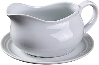 UPKOCH Ceramiczna sosjerka ze spodkiem, dzbanek na mleko: 700 ml, porcelana, dzbanek na sosy, dzbanek na mleko, dzbanek na śmietanę, dzbanek na kawę, dzbanek na sosy, dzbanek na mleko, karafka, dzbanek na Boże Narodzenie