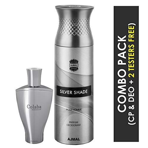 Ajmal Colaba Mukhallat Concentrated Perfume Oil Floral Oriental Alcohol-free Attar 14ml for Unisex and Silver Shade Homme Deodorant Citrus Woody Fragrance 200ml for Men FREE - Image 2