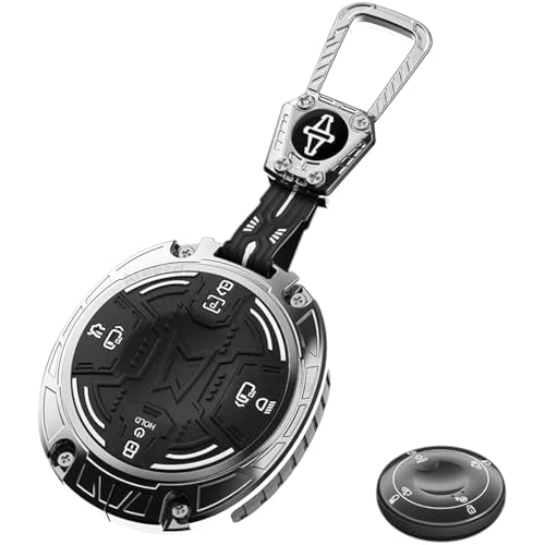Image of Premium Metal Car Key Case Cover Compatible with Tata Harrier EV Electric 2025 / 2026 8 Button Smart Key Only (Black)