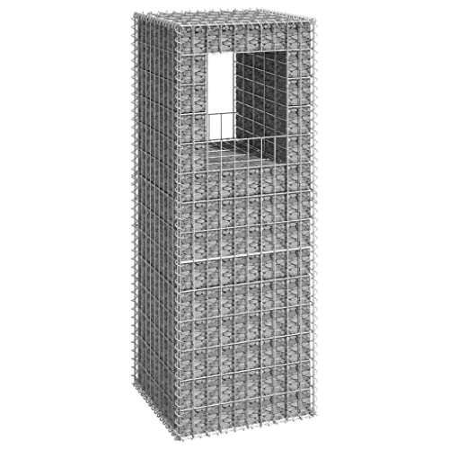 WIFESE 50 x 50 x 140 cm - Colonne à gabions - Jardinière surélevée - Parterre surélevé - Gabion - Clôture - Panier à pierres - Gabion - Panier à plantes - Panier à gabions en fer