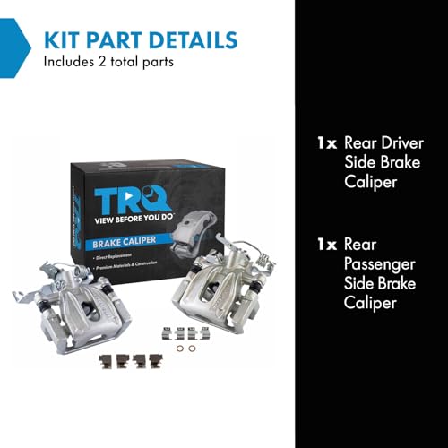 Image of TRQ Rear Brake Caliper Set Zinc Coated Brackets Hardware Compatible with 2005-2007 Ford Five Hundred Freestyle 2008-2009 Taurus Taurus X 2005-2007 Mercury Montego 2008-2009 Sable