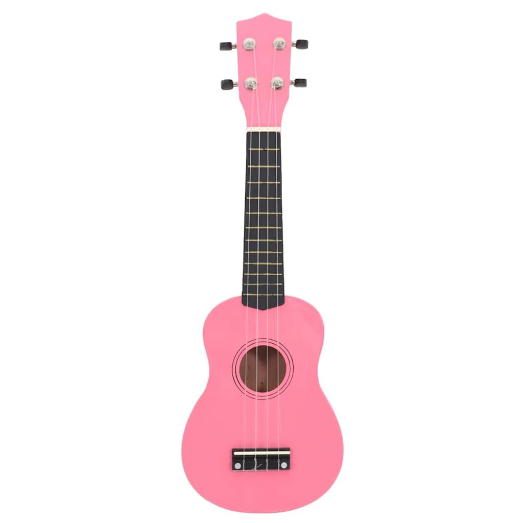 Juego de ukelele soprano de madera de tilo rosa de 23 pulgadas con bolsa, 2 púas, escala para principiantes y amantes de la música, instrumento de cuerda acústica para conciertos, orquesta