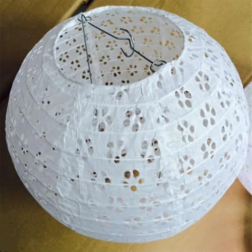 Farolillos de Papel Redonda Linterna de papel hueca redonda blanca 7 tamaños alta calidad, suministros for festivales, linterna china for decoración fiestas bodas(8inch 20cm)
