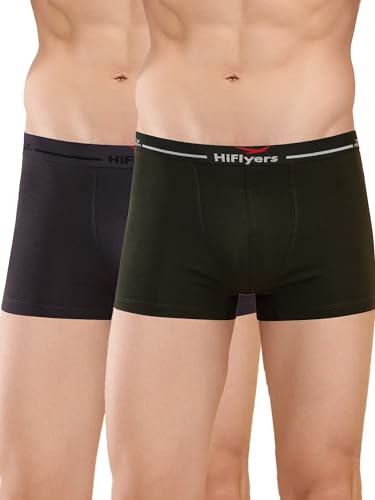 Image of HiFlyers Men's Cotton Spandex Odour-Free, Long Lasting Comfort, All Day Fresh and Confidence Dark Knight Collection Solid Trunks