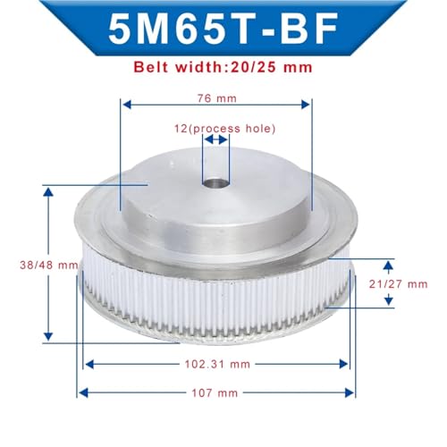 Poulie de distribution 5M en aluminium usiné de haute précision pour transmission