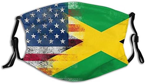 American Flag And Jamaican Flag Face Mask Is A Reusable And Washable Adult Balaclava, Breathable And Comfortable General Face Mask, A Unisex Face Mask With Adjustable Ear Hooks, With 2 Filters.
