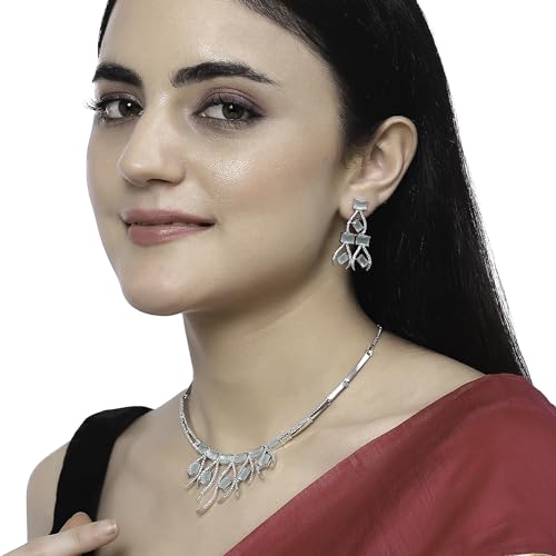 Rhodium-Plated American Diamond Necklace Set