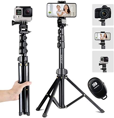 Eocean 142cm Selfie Tripod for iPhone, Mobile Tripod Phone Tripod Stand for Video Recording, Travel Selfie Stick iPhone Tripod With Remote