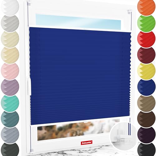 Schuette® Plissee ohne Bohren ● Premium Kollektion: Deep Lagoon (Blau) ● 20x80cm (Breite x Höhe) ● Suprafix Faltrollo Klemmfix 2.0 Rollo ● 60 Sekunden Plisseerollo Montage inkl. Video