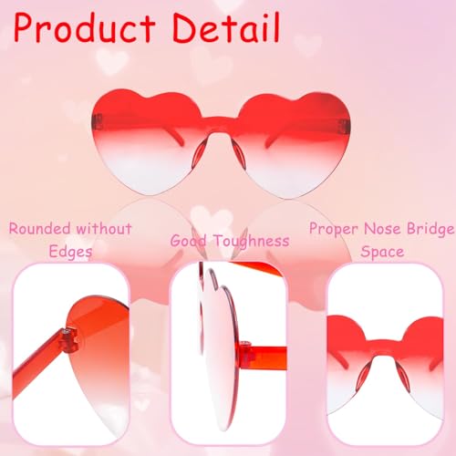 10 Pcs Heart Shaped Sunglasses Rimless Bride Sunglasses Transparent Heart Glasses3