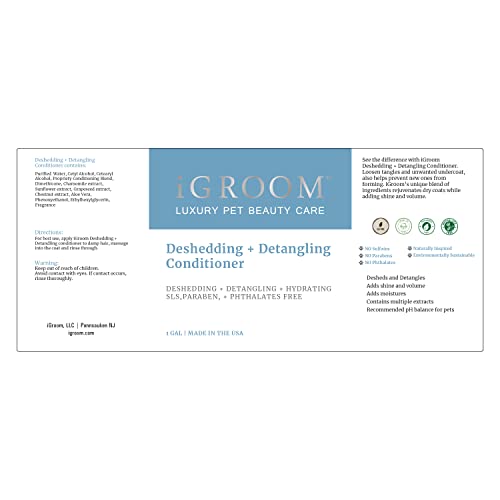 Igroom Deshedding & Detangling Dog Conditioner, Luxury Pet Beauty Care, Loosen Tangles + Unwanted Undercoat, Adds Shine + Volume, Made In Usa, Gallon #TOP1