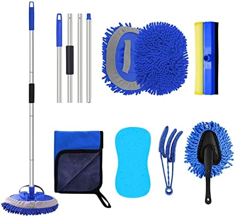 MAXVINI Autowaschbürste 144cm - Teleskopstiel Mit Mikrofaser Chenille