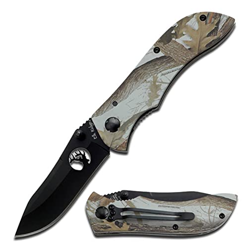 Elk Ridge - Outdoors Manual Folding Knife - 3.12-In Black Stainless Steel Blade, 4.62-In Closed, Camo Coated Aluminum Handle, Pocket Clip - Hunting, Camping, Survival, Edc - Er-015, One Size #TOP17