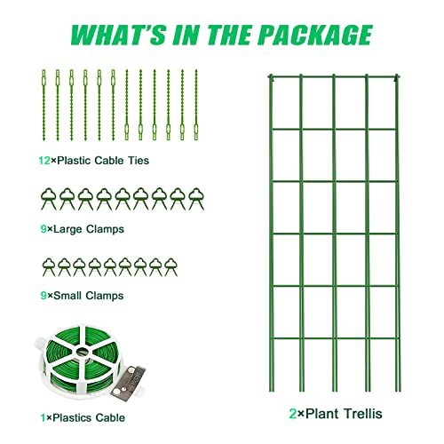 Docred Cucumber Trellis, 2 Pack Foldable A Frame Trellis For Raised Bed Climbing Plants, Vegetables, Includes Plant Support Clips, Twist Ties, Plastic Ties- Made From Pvc-Coated Steel #TOP7