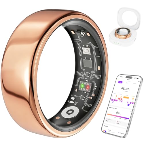 Image of Smart Ring for Women & Men, Fitness Ring with Heart Rate, Sleep Monitor & Stress, IP68 Waterproof Sleep Ring, No APP Subscription (New Rose Gold, 8)