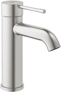 GROHE Essence – Grifería de lavabo, ahorro de agua (Grifo para el baño, 17 cm de altura, grifería de baño con acabado duradero, fácil instalación en el lavabo), acero inoxidable (SuperSteel), 23590DC1