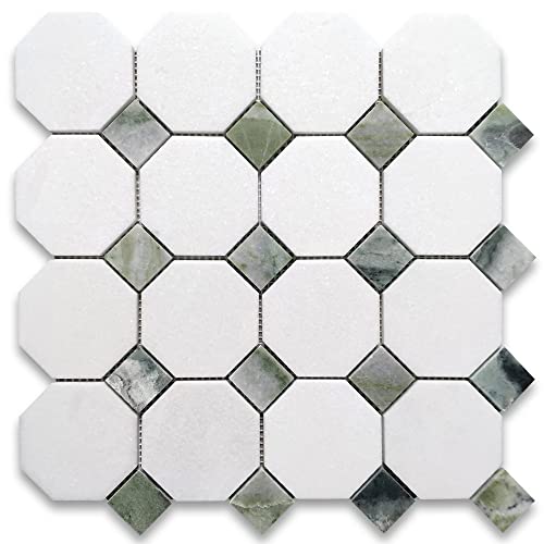 Stone Center Online Thassos White Marble 3 inch Octagon Mosaic