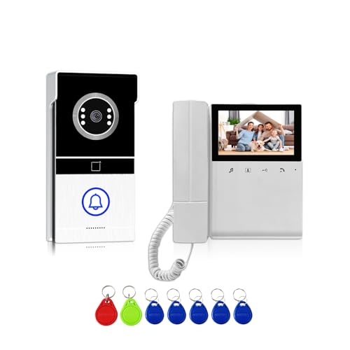 Xavhal Doorbell Camera with Monitor Kits, Wired Video Intercom System with 4.3 Inches Clear LCD Monitor IR Night Vision Outdoor Camera, Doorphone Telephone Style for Villa Home Office Apartment