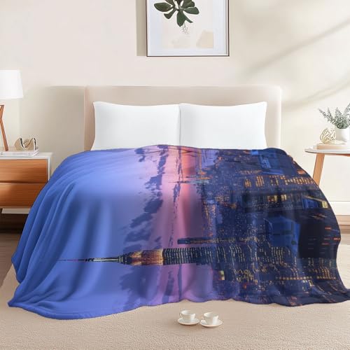 Couverture 150x200 bleu violet flanelle imprimée lit toutes saisons - 5