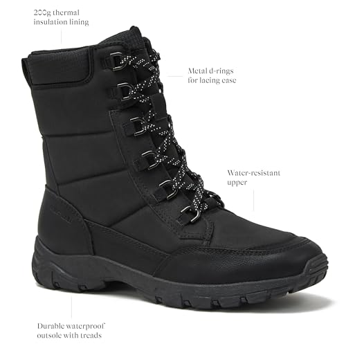 Lands' End Expedition Max Insulated Winter Boots for Men, Waterproof Mens Snow Boots, Medium or Wide Width Men's Shoes Size 8 to 13, Black or Brown - Black, 11 Wide by Lands' End - Image 2