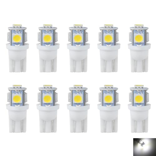 Image of 10 Pcs T10 LED Bulbs White, 501 W5W LED Bulbs, 24V 5050 5SMD 60 Lumens 7000K for Car LED Bulb, Side Light Bulb, Interior Lighting, Dome Dashboard License Plate Lights, W5W 194 168 Compatible