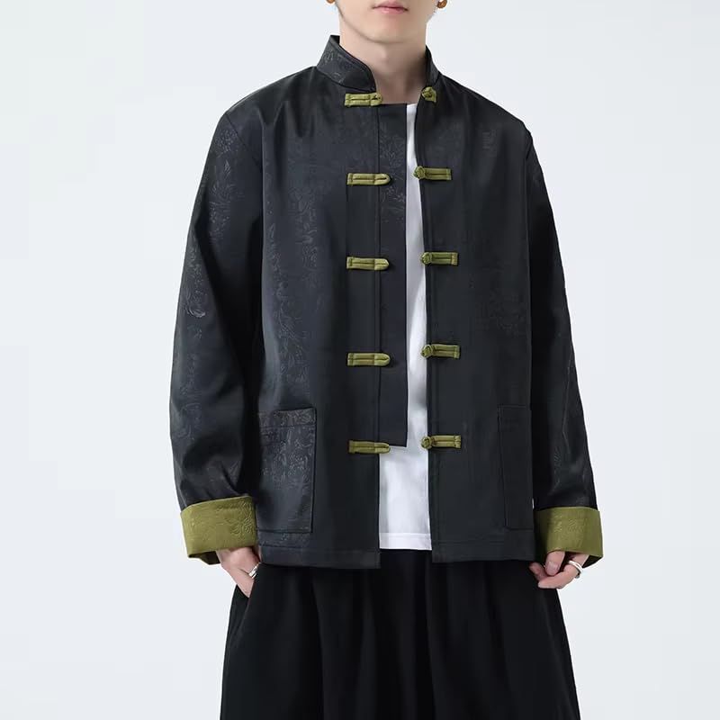 Chinese Style Jacket Tang Suit Chinese Tops Stand Collar Long Sleeve Coat4