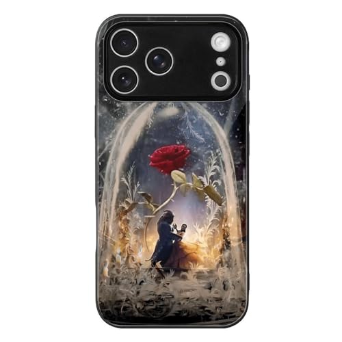 iPhone17ProMax用ケース 美女と野獣 アイフォン17ProMax用ケース スマホケース TPU 背面ガラス 耐久性 おしゃれ
