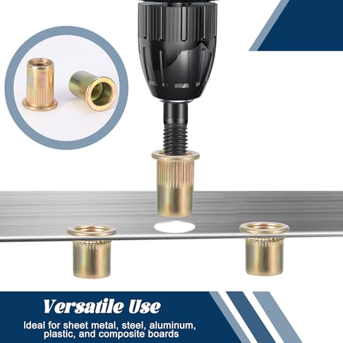 HSEMALL 50Stück Nietmuttern M6x15MM,Flachkopf Gewindenieten Blindnietmuttern Einnietmutter für Metall Kunststoff Kohlenstoffstahl-Niet-Nuss-flacher