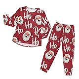FFYHO Christmas Santa Faces Ho Ho Soft Pajama Set for All Seasons,Breathable Pjs Long Sleeve Sleepwear,Comfy Loungewear 2 Piece Underwear Set 6T