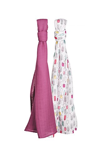 Bebe au Lait Oh So Soft Muslin Swaddle Blanket Set, Soft Muslin Design, Stylish Patterns - Popsicles and Cherry