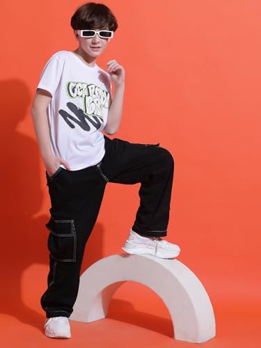 Image of Li'l Tomatoes Boys Cotton T-Shirt | Graphic Printed Half Sleeve Casual Summer Wear | Soft & Breathable | 9-16 Years