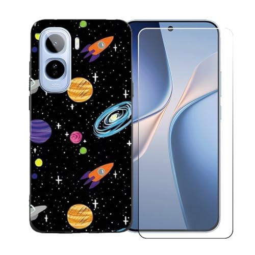 CongJiaLingXi�P�[�X�K�p�� Vivo T5 Pro V2568 (6.83") + �������ꂽ�K���X�X�N���[���v���e�N�^�[�A�_��ȃV���R�[���V�F���o���p�[TPU�ی�J�o�[�̂���,BST1