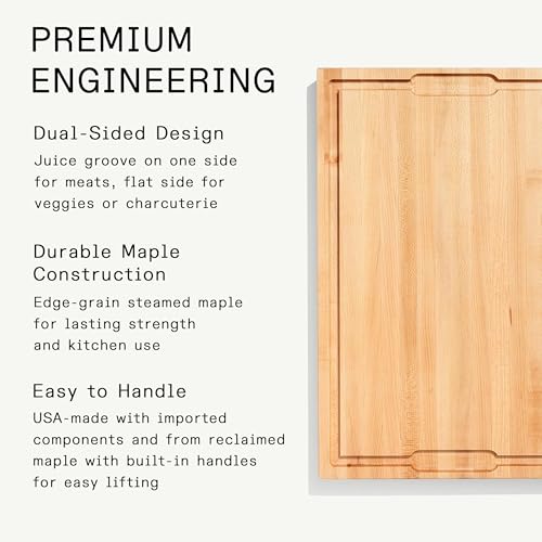 Tabla de cortar de madera maple con asas 45x30 cm miniatura 3