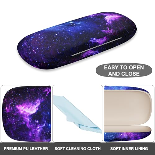 Image of Eyeglasses Case, Portable Hard Shell Protective Case for Glasses, Eyeglass Holder Box for Women with Cleaning Cloth