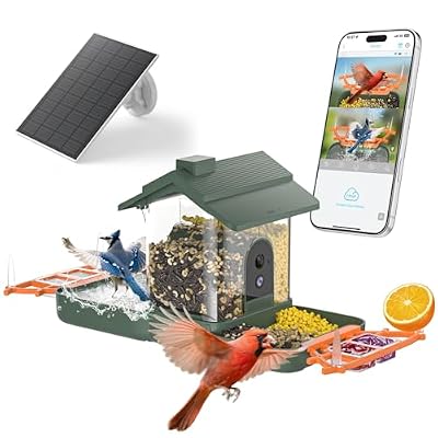 ?Bird Feeder with Camera and Bird Bath for Outdoors, Dual-Lens 2K HD Video with AI Identification, Solar Powered, Instant Alerts, IP66 Weatherproof?