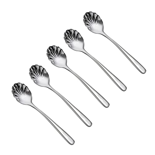 Löffel 5er-Set Eislöffel - 304 Edelstahl Dessertlöffel, Rühren Kaffeelöffel Kreative Exquisite kleine Löffel 6,0 Zoll Teelöffel (Farbe: C) Cover