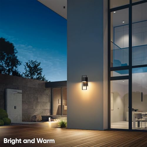 2-Pack Modern Outdoor Wall Lights, LED Black Porch Light 3000K Warm White, Waterproof Exterior Wall Sconce with Integrated LED, Wall Mount Lighting for House, Patio, Garage, Garden, Front Door by Aoceley - Used condition - Image 7