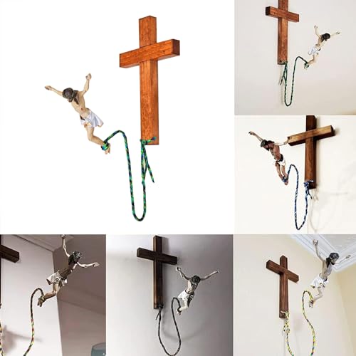 Jesús Cross de Madera Escultura Hecha a Mano un Regalo Religioso Original y Único 2